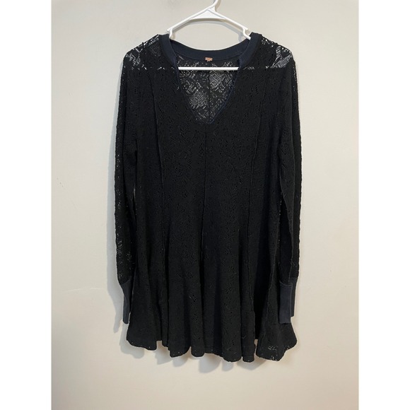 Free People Sweaters - Free‎ People Lace Knit Flowy Tunic Sweater Size Medium Bohemian Layering